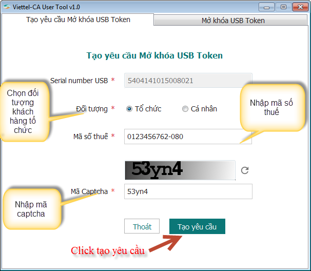 mở khóa chữ ký số Viettel